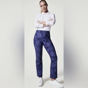 Spanx Sunshine Kick Flare Pants Women’s  Medium Ankle Floret Navy Blue BB